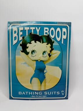 Betty Boop Bathing Suits Metal Sign Vintage Style Cartoon Wall Decor